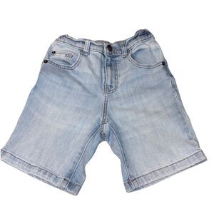 Wonder Nation Boys 10 Denim Jean Shorts Light Wash Blue Adj Waist 6.5” Inseam